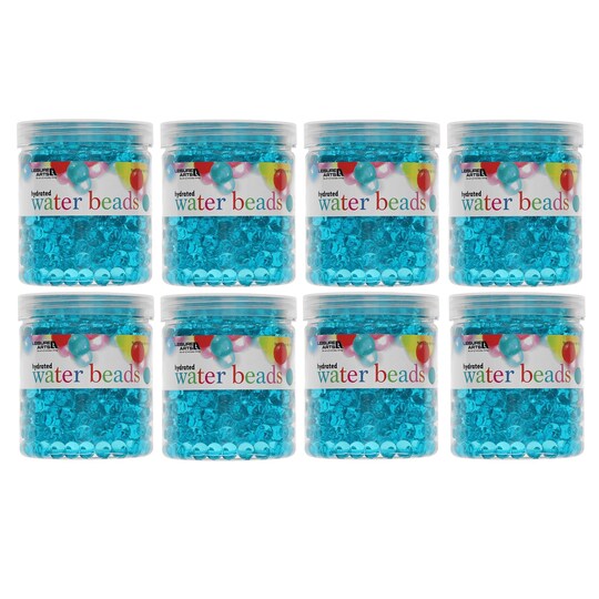 Essentials By Leisure Arts Bundle Hydrated Water Beads, Teal, 8 Jars Of 2Oz - Perfect Vase Filler For Floral Displays & Décor, Includes Clear Water Beads For Vases, Weddings, & Diy Centerpieces